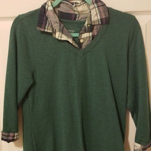 Connect checker button up and sweater